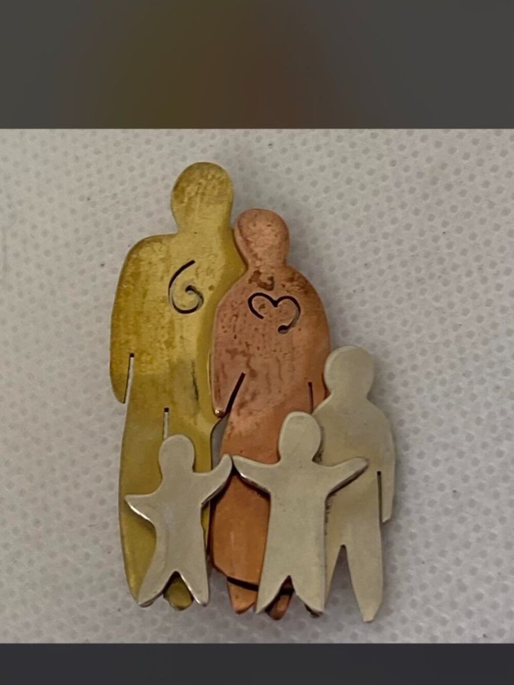 Mima & Oly Artisan Mixed Metal Family of 5 Brooch Pin